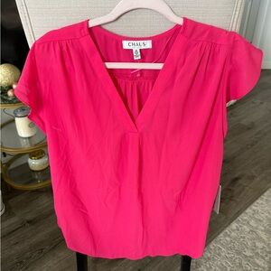NWT Chaus Women's Barbie/Hot Pink V-Neck Top, M